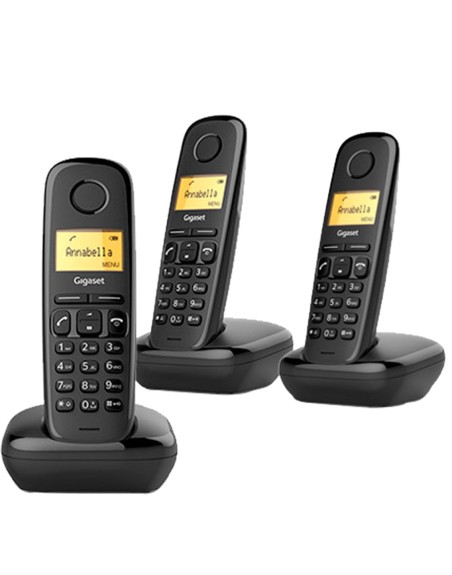 Telefono fijo inalambrico gigaset a170 trio negro 50 numeros agenda - 10 tonos