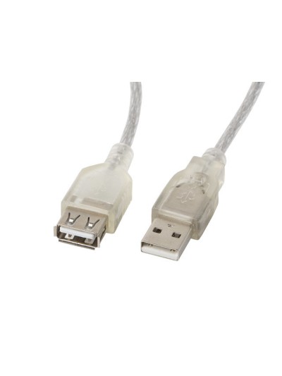 Cable alargador lanbergusb 2.0 macho hembra ferrita 1.8m transparente