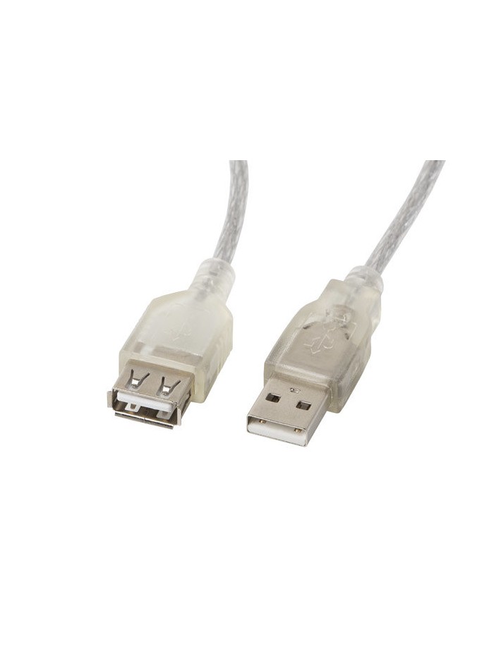 Cable alargador lanbergusb 2.0 macho hembra ferrita 1.8m transparente Cable alargador lanbergusb 2.0 macho hembra ferrita 1.8m transparente