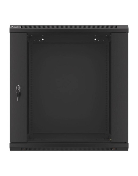 Armario lanberg mural rack 19 pulgadas 12u - 600x600 auto ensamblado negro puerta de cristal
