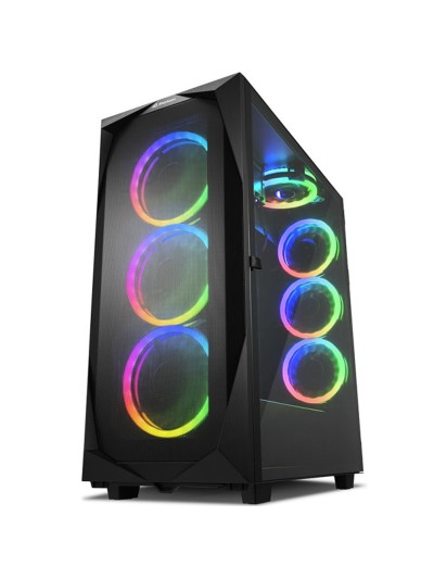 Caja atx sharkoon rev300 2xusb3.0 rgb sin fuente negro
