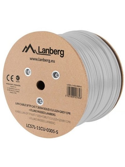 Bobina cat.7 lanberg sftp 305m solid cu lszh cpr + fluke passed gris