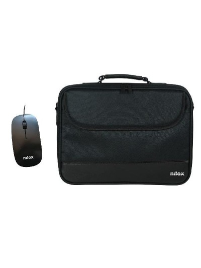 Maletin nilox duro + mouse raton para portatil 15.6 pulgadas negro