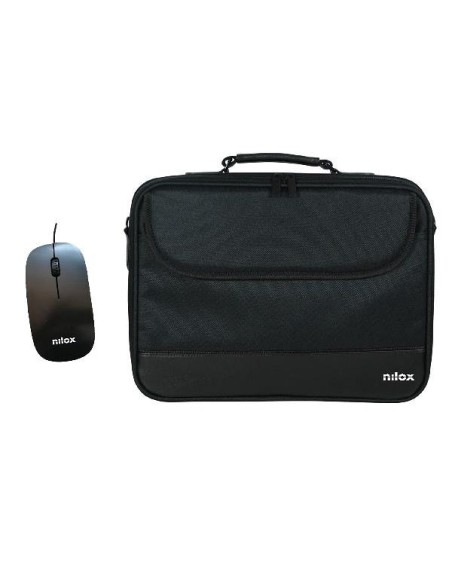 Maletin nilox duro + mouse raton para portatil 15.6 pulgadas negro