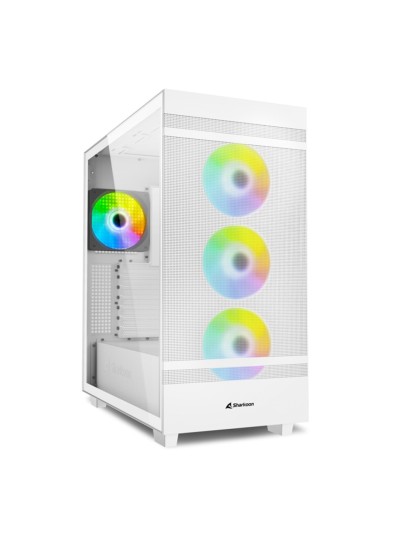 Caja ordenador gaming sharkoon rebel c50 rgb atx 2 x usb 3.2 1 x usb tipo c sin fuente blanco