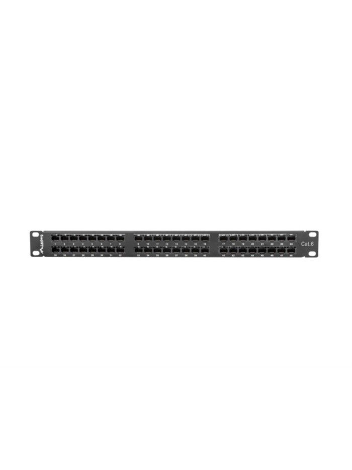 Patch panel lanberg 48 puertos 1u cat.6 19 pulgadas negro Patch panel lanberg 48 puertos 1u cat.6 19 pulgadas negro
