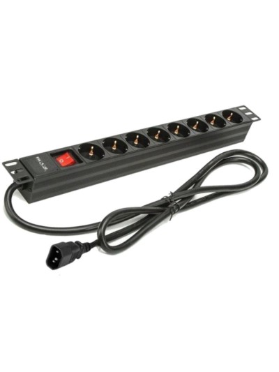 Regleta phasak 8 tomas con interruptor 2m negro - sfo c14