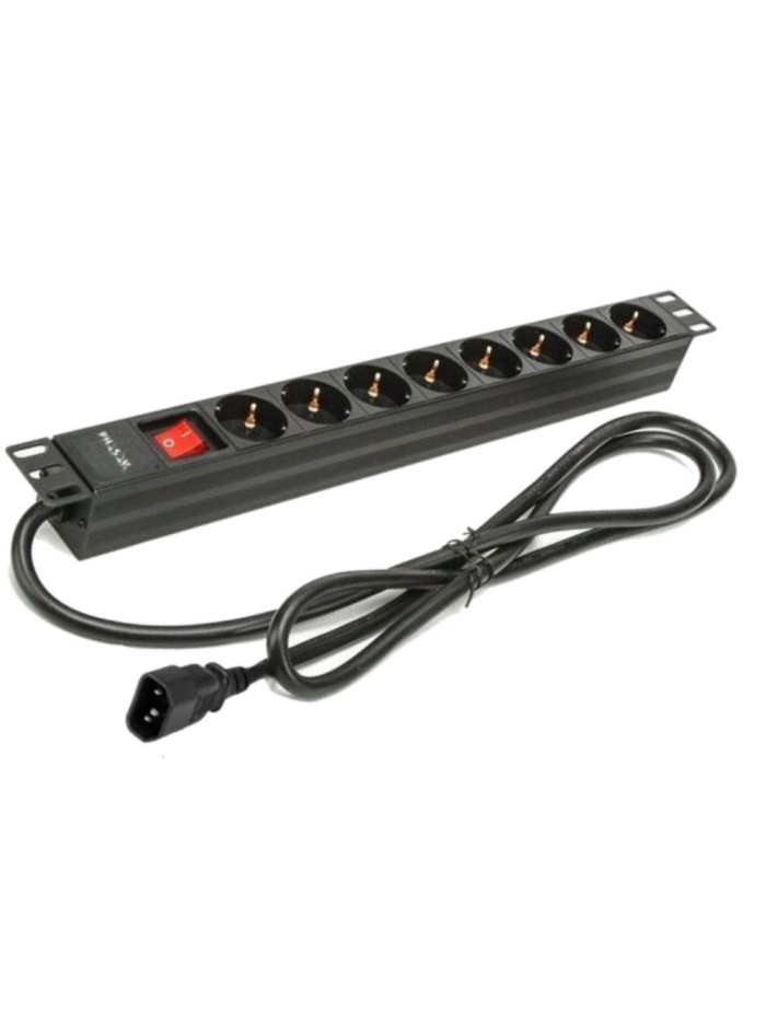 Regleta phasak 8 tomas con interruptor 2m negro - sfo c14 Regleta phasak 8 tomas con interruptor 2m negro - sfo c14