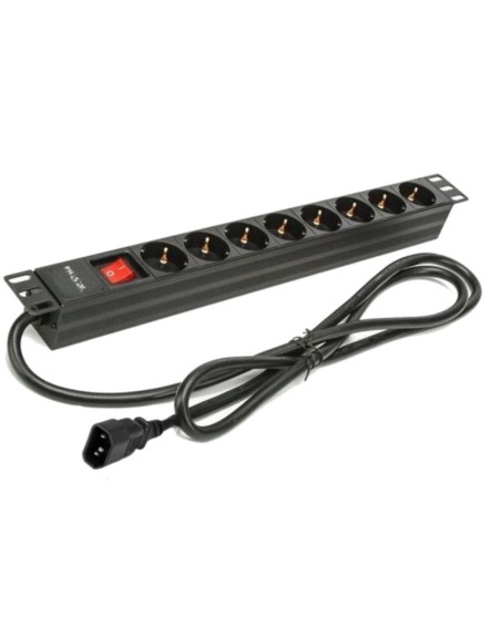 Regleta phasak 8 tomas con interruptor 2m negro - sfo c14