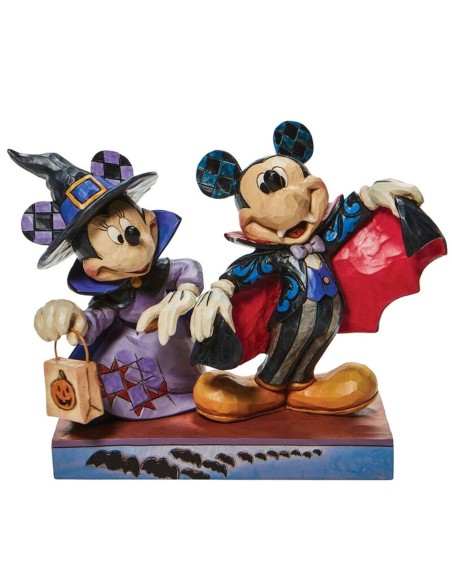 Figura enesco disney halloween mickey mouse & minnie mouse vampiro y bruja