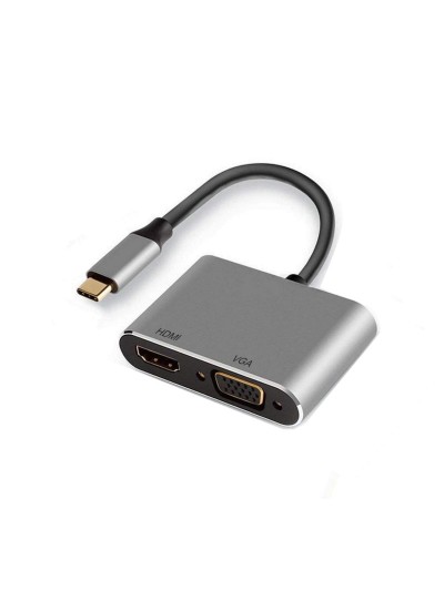 Adaptador ewent usb tipo c a hdmi 4k y vga 15cm - macho - hembra