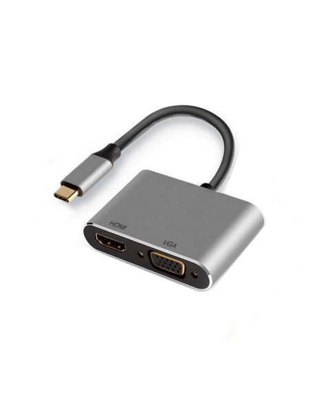 Adaptador ewent usb tipo c a hdmi 4k y vga 15cm - macho - hembra