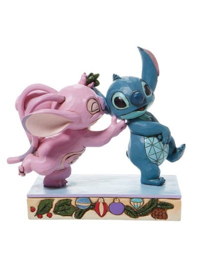 Figura enesco disney lilo & stitch stitch y angel con muérdago