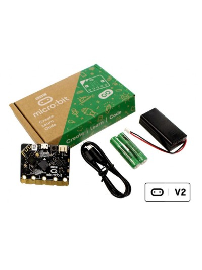 Kit micro:bit go v2.2 con placa microbit + pilas + portapilas + cable usb
