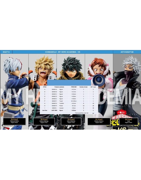 Ichiban kuji my hero academia - vs - lote 80 articulos