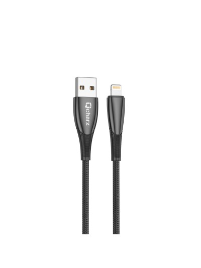 Cable qcharx berlin usb a lightning 3a - 1 m - zinc negro cordon grueso tacto suave