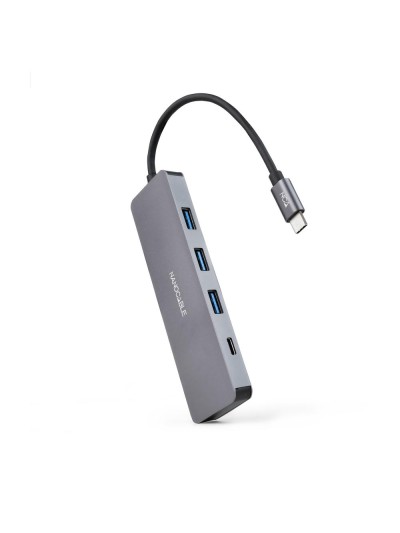 Hub nanocable usb - c a 3xusb3.0 - h + 1xusb - c - h aluminio 10 cm - gris