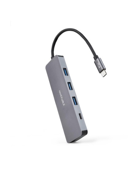 Hub nanocable usb - c a 3xusb3.0 - h + 1xusb - c - h aluminio 10 cm - gris
