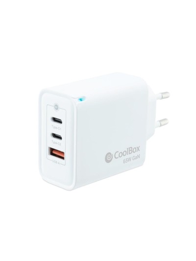 Cargador usb de pared coolbox 65w 2 x usb tipo c - usb tipo a