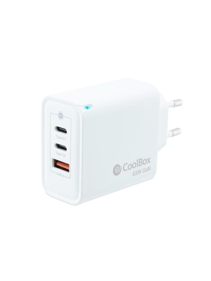 Cargador usb de pared coolbox 65w 2 x usb tipo c - usb tipo a Cargador usb de pared coolbox 65w 2 x usb tipo c - usb tipo a