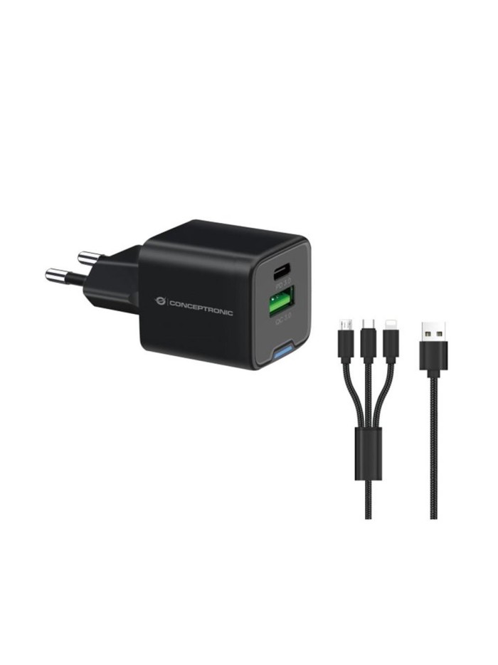 Cargador de pared conceptronic althea16b 33w + cable usb 3.0 3 en 1 Cargador de pared conceptronic althea16b 33w + cable usb 3.0 3 en 1