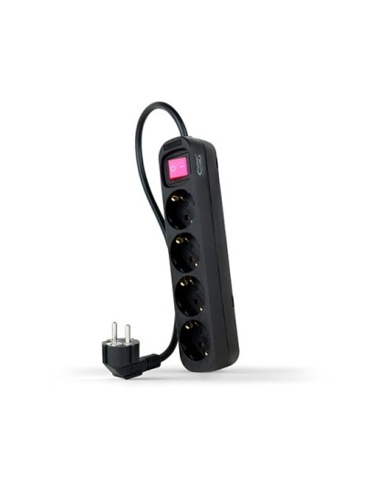 Regleta 4 tomas 1.4m con interruptor nanocable negro 4 tomas - 250v - proteccion
