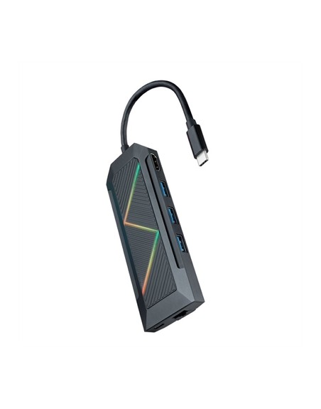 Hub nanocable 8 en 1 usb tipo c - usb - hdmi - rj45 - micro sd - 15cm - macho - hembra
