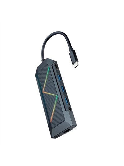 Hub nanocable 9 en 1 usb tipo c - usb - hdmi - rj45 - micro sd - jack 3.5mm - 15cm - macho - hembra