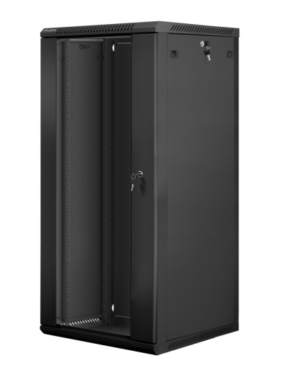 Armario lanberg mural rack 19 pulgadas 27u - 600x600 flat pack v2 negro