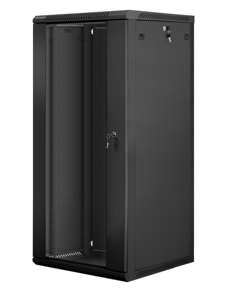 Armario lanberg mural rack 19 pulgadas 27u - 600x600 flat pack v2 negro