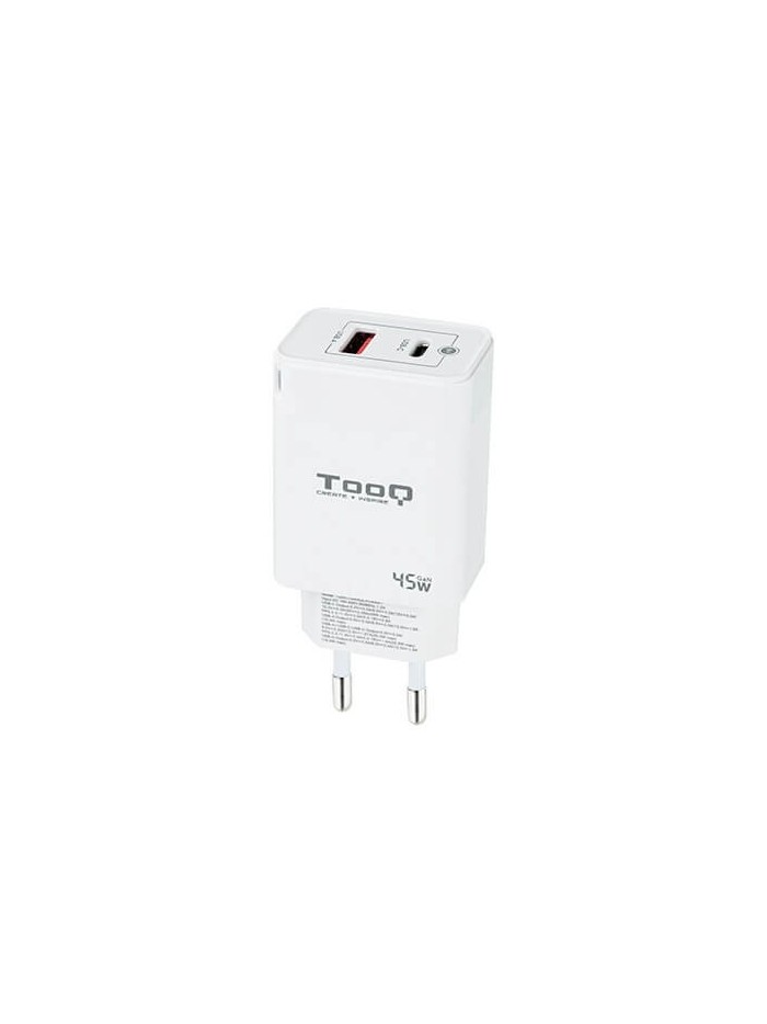 Cargador de pared tooq doble usb - c + usb a blanco 45w Cargador de pared tooq doble usb - c + usb a blanco 45w