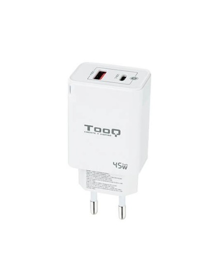 Cargador de pared tooq doble usb - c + usb a blanco 45w