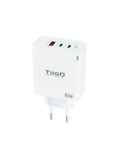 Cargador de pared tooq triple 2xusb - c + usb a blanco 65w