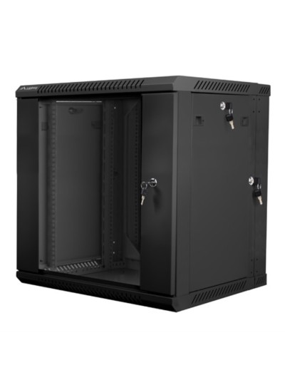 Armario lanberg mural doble seccion rack 19 pulgadas 12u - 600x600 negro