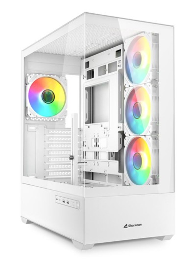 Caja gaming sharkoon ak6 tgv atx blanco 4xvent 120mm 2xusb sn fuente