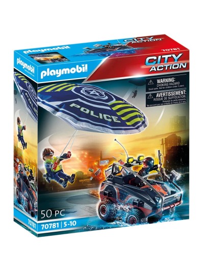 Playmobil policia paracaidas: persecucion del vehiculo anfibio