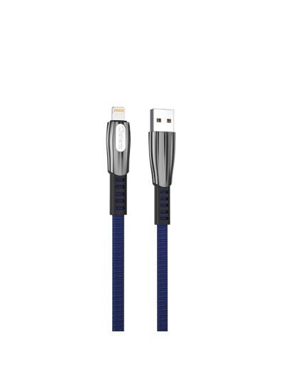 Cable qcharx florence usb a lightning 3a - 1 m - zinc azul cordón plano premium