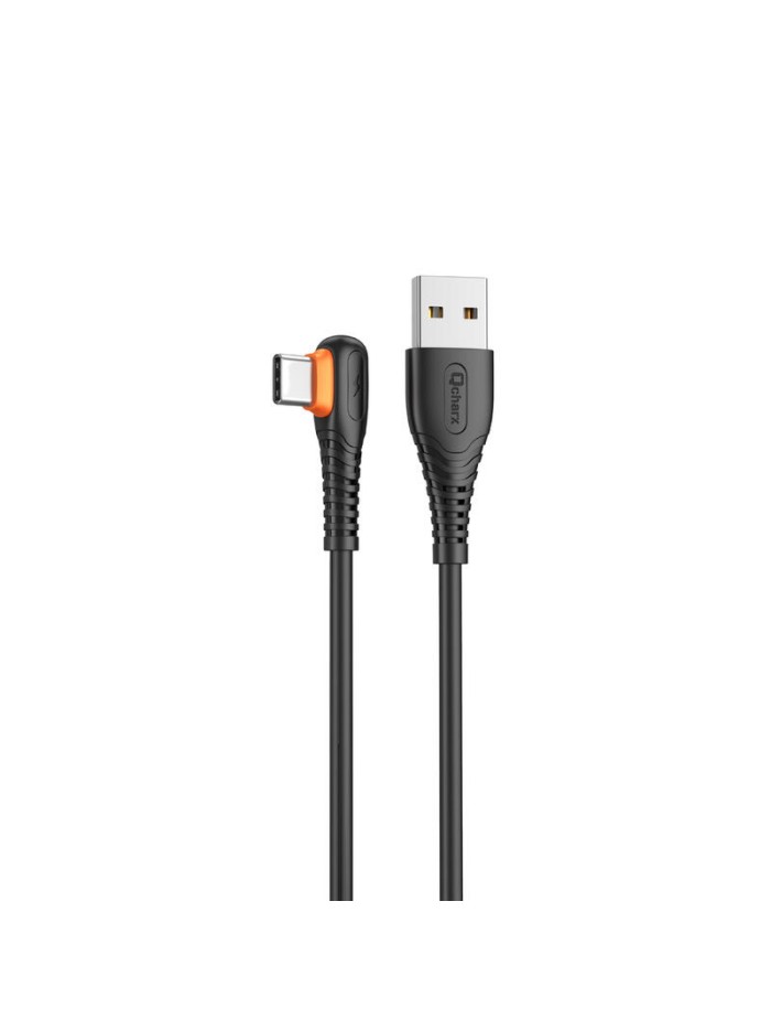 Cable qcharx london usb a tipo c 3a - 1 m - pvc negro acodado Cable qcharx london usb a tipo c 3a - 1 m - pvc negro acodado