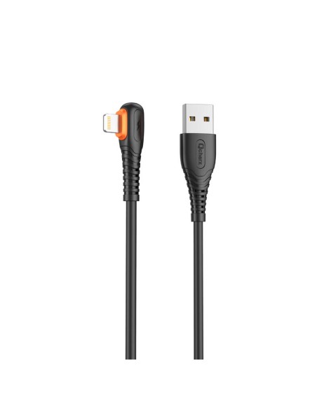 Cable qcharx london usb a lightning 3a - 1 m - pvc negro acodado