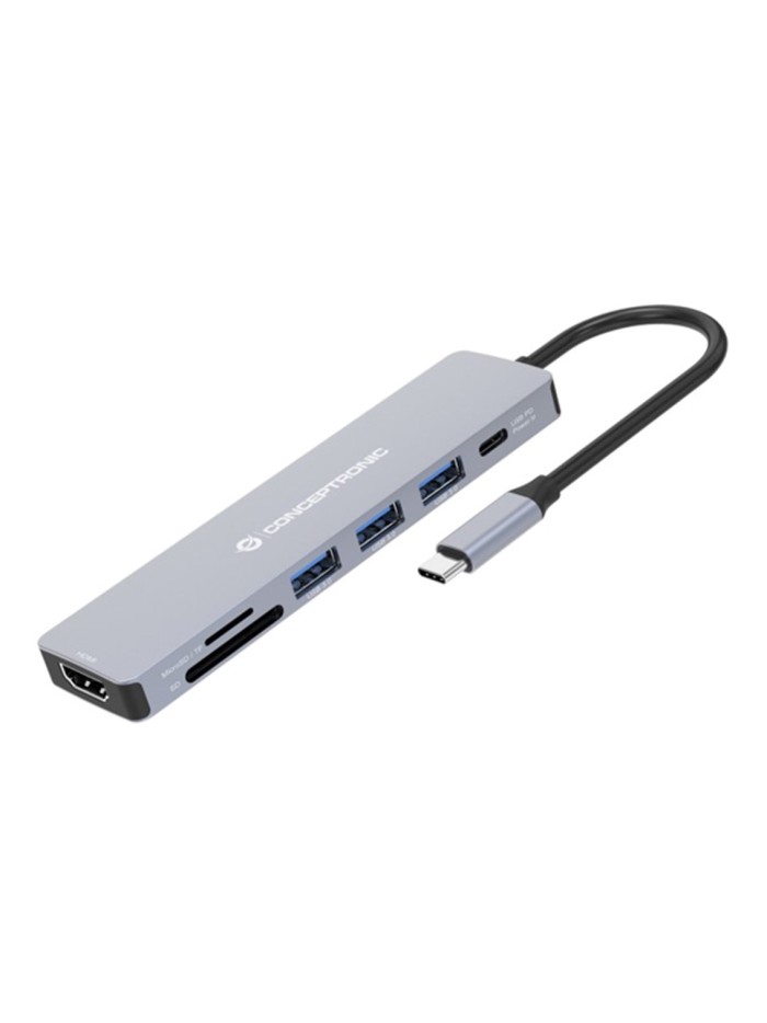 Hub usb tipo c conceptronic donn19g 1 x hdmi - 3 x usb 3.2 - 1 x usb tipo c - lector sd - lector micro sd Hub usb tipo c conceptronic donn19g 1 x hdmi - 3 x usb 3.2 - 1 x usb tipo c - lector sd - lector micro sd