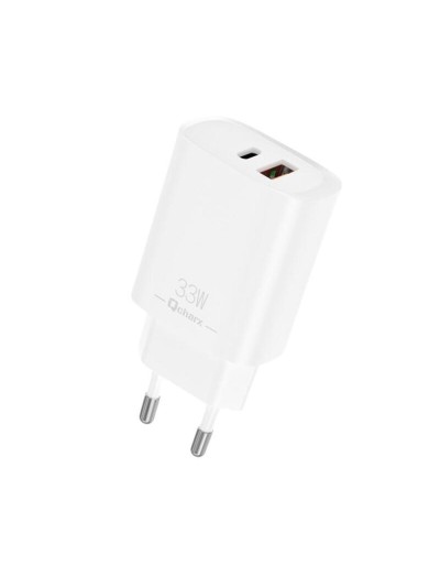 Cargador qcharx eros 3a 33w 1 x usb tipo a - 1 x usb tipo c blanco