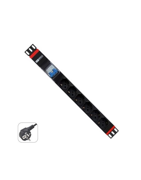 Regleta rack wp 1u 6 enchufes schuko con magnetotermico