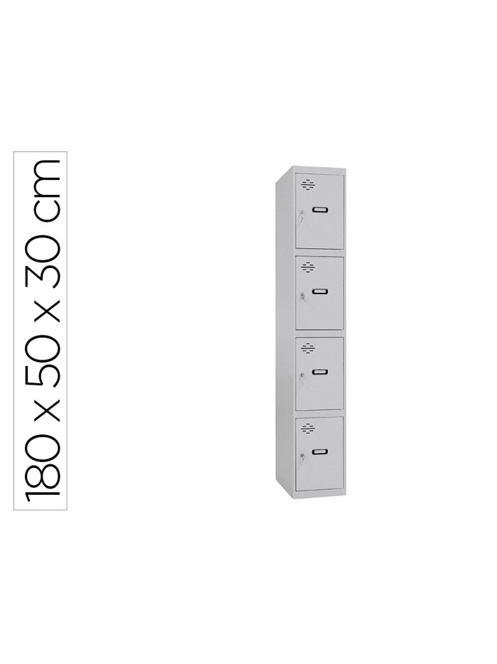 Taquilla metalica simonrack 4 puertas con cerradura montada respiradero y etiquetero gris/gris 1800x500x300 mm Taquilla metalica simonrack 4 puertas con cerradura montada respiradero y etiquetero gris/gris 1800x500x300 mm