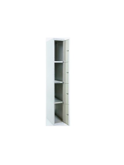 Taquilla metalica simonrack 4 puertas con cerradura montada respiradero y etiquetero gris/gris 1800x500x300 mm