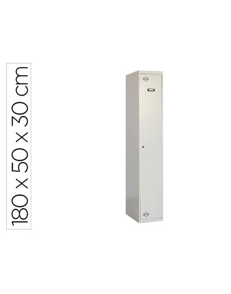 Taquilla metalica simonrack 1 puerta con cerradura montada respiradero y etiquetero gris/gris 1800x500x300 mm