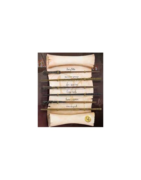 Replica the noble collection harry potter ejercito de dumbledore coleccion 6 varitas en exposicion