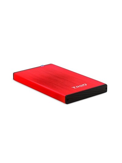 Caja externa tooq tqe - 2527r para hdd 2.5 pulgadas 9.5mm sata 3 usb 3.2 rojo