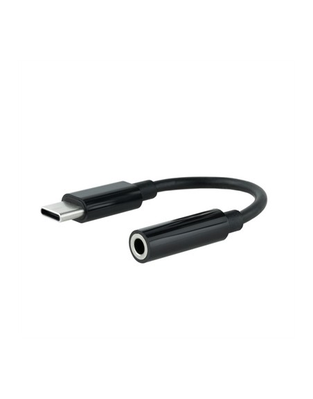 Cable adaptador usb tipo c a jack 3.5mm nanocable 0.11m - macho - hembra - negro