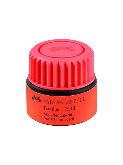 Tinta rotulador faber castell textliner fluorescente 1549 con sistema capilar color rojo bote 30 ml