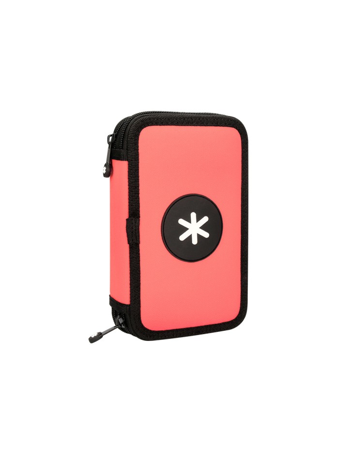 Plumier escolar antartik doble cremallera color coral 28 piezas Plumier escolar antartik doble cremallera color coral 28 piezas
